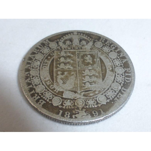 39 - Victorian 1891 Silver Half Crown