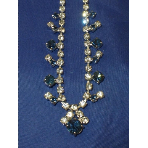 45 - Vintage white and blue stone Necklace in case