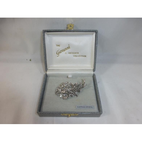 115 - Austrian Crystal Marcasite Brooch in Presentation Case