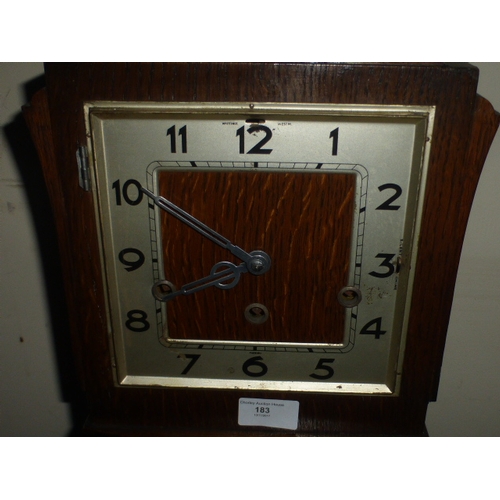 183 - Art Deco Wood Cased Grandma Clock (Movement Fine, but Missing Glass)