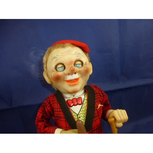 1 - Vintage Battery Operated Mr McGregor Cigar Smoking Man Tin plate Toy (Working)