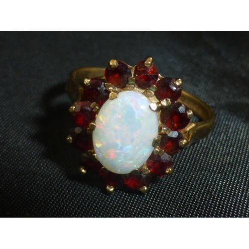 126 - Hallmarked Birmingham 375 Gold Ring with mounted Pearl and Ruby Decoration