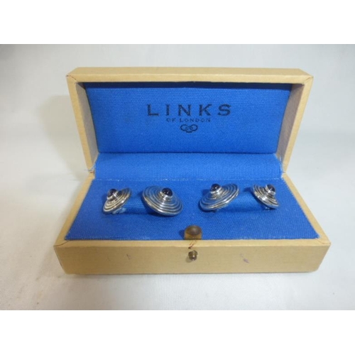 131 - Vintage Links of London Fully Hallmarked Sterling Silver & Amethyst Cufflinks