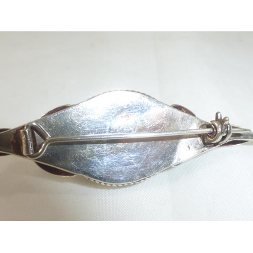 156 - Antique Silver & Bloodstone Brooch