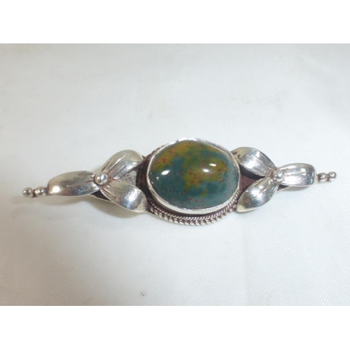 156 - Antique Silver & Bloodstone Brooch