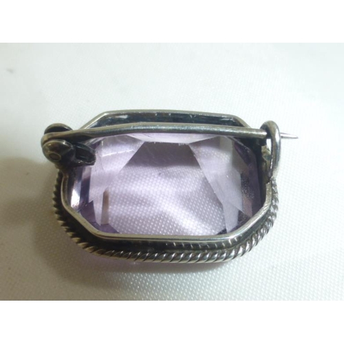 158 - Antique Silver and Amethyst Brooch