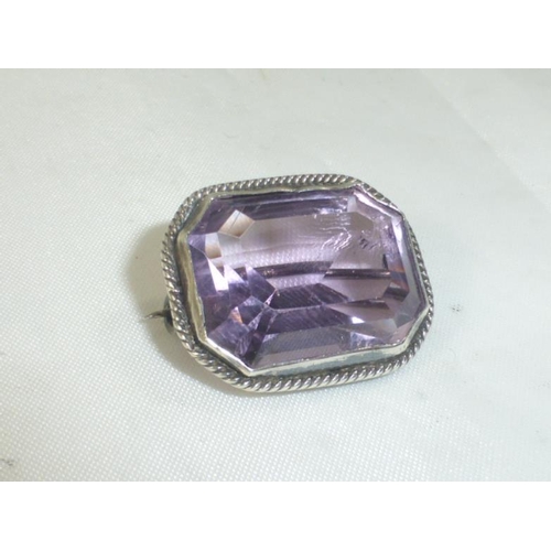 158 - Antique Silver and Amethyst Brooch
