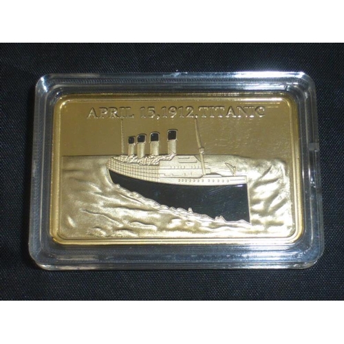 178 - Gold Layered Titanic Ingot together with Copy of The New York Times Front Page reporting the Daisast... 