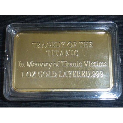 178 - Gold Layered Titanic Ingot together with Copy of The New York Times Front Page reporting the Daisast... 