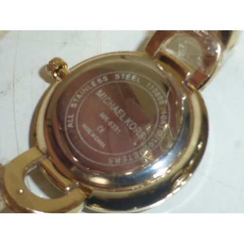 76 - Michael Kors Style Gold Tone Wrist Watch with Jeweled Bezel (New & Working)