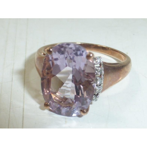 84 - Hallmarked Birmingham 375 Gold Ring with Amethyst and Gem Stone Decoration (Size Q)