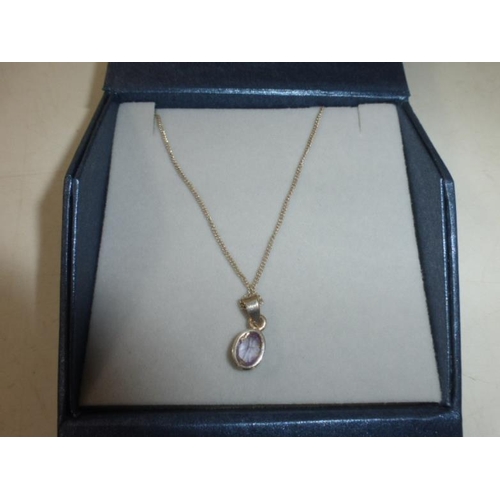 101 - Silver 925 Necklace and Pendant with Gem Stone Decoration