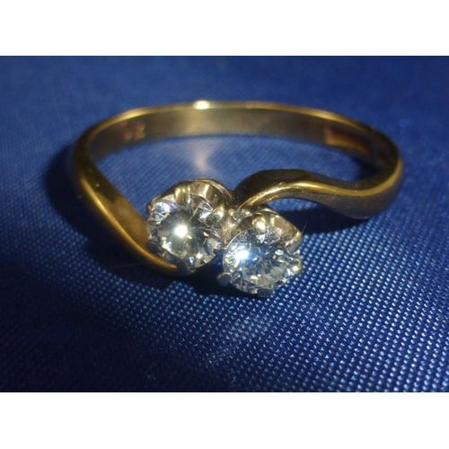 102 - Hallmarked Birmingham 375 Gold Twisted twin Diamond Ring (Size O)