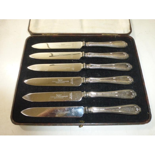 104 - Hallmarked Sheffield circa 1929 Silver Knife Set Manufatured by James Dixon