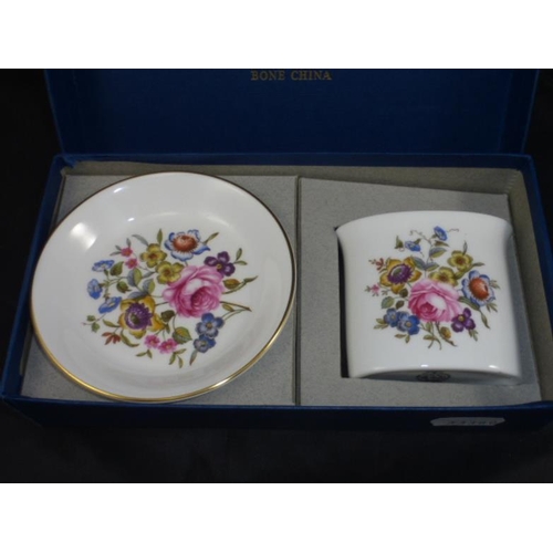 136 - Royal Worcester Pin Dish & Vase together with Harrods Cheese Pot