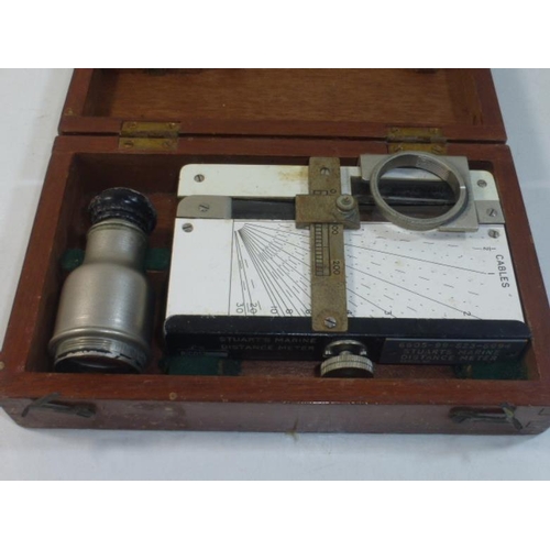 149 - Stuarts Marine Distance Meter in Mahogany Box inscribed with Matching Serial Numbers