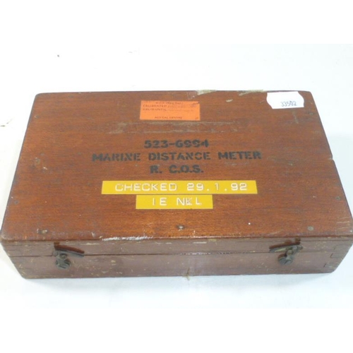 149 - Stuarts Marine Distance Meter in Mahogany Box inscribed with Matching Serial Numbers