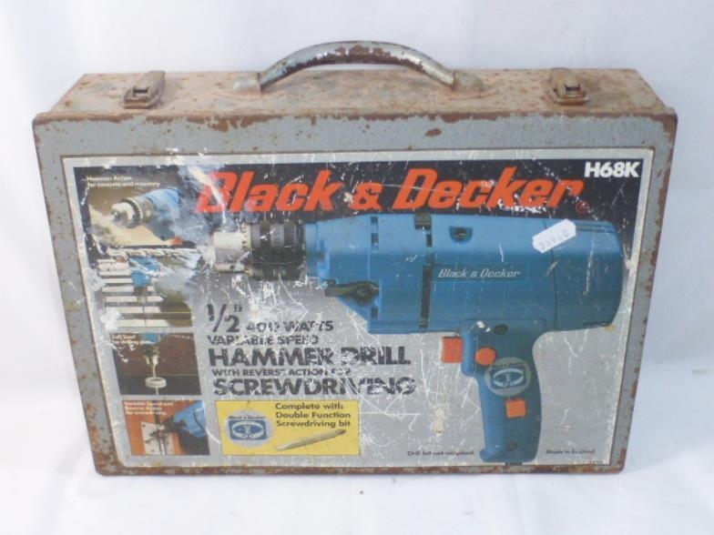 Black and Decker H68K Hammer Drill in Steel Box with Accessories