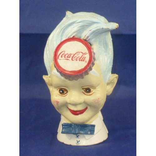 257 - Vintage Cast Iron Coca-Cola Boy Money Box