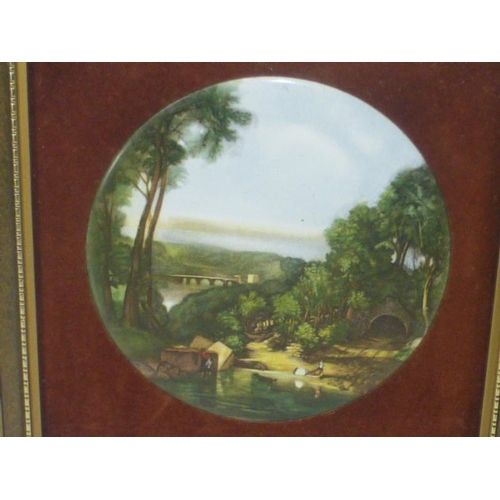 290 - Two Matching Gilt Framed Ceramic Prints (25cm x 25cm)