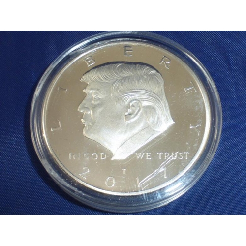 4 - Aizics Mint President Donald Trump 2017 Silver Plated Eagle Coin