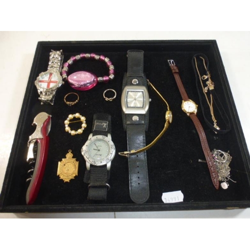 13 - Mixed Tray Including Watches, Jewellery Medal and More