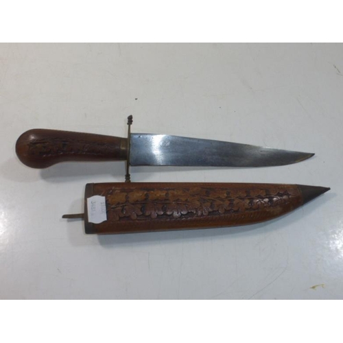 31 - Indian Knife in Hand Carved Rose Wood Sheath