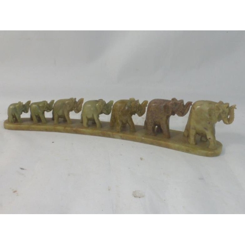 37 - Family of Soapstone Elephants