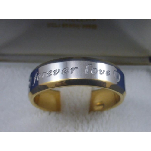 41 - Silver 925 Moon stone ring and Forever Love Band ring