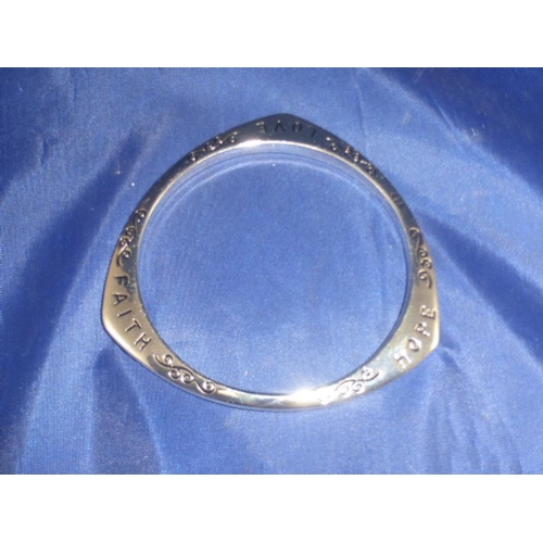 109 - Love, Faith and Hope Bangle in Box