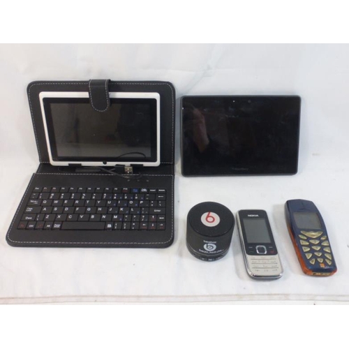 666 - Selections of Electronics Including Tablet with Keyboard, Blackberry Tablet, two Mobile Phones, and ... 