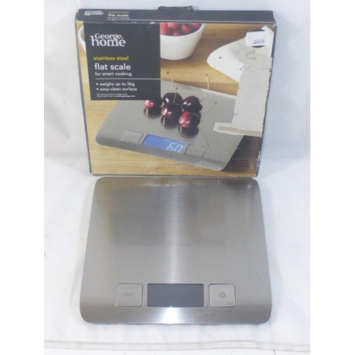 674 - George Home Stainless Steel Flat Scale (Untested Requires additional Battery)