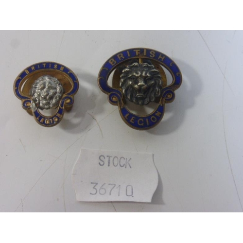 40 - Pair of Antique British Legion enameled lapel Badge made by J R Gaunt of London (Both Numbered)