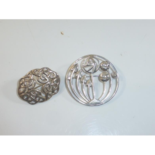 47 - Two Silver 925 Brooches including Celtic and Art Nouveau