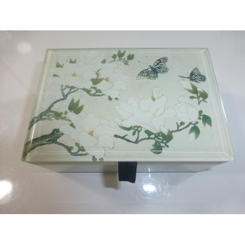 56 - Decorative glass jewellery box