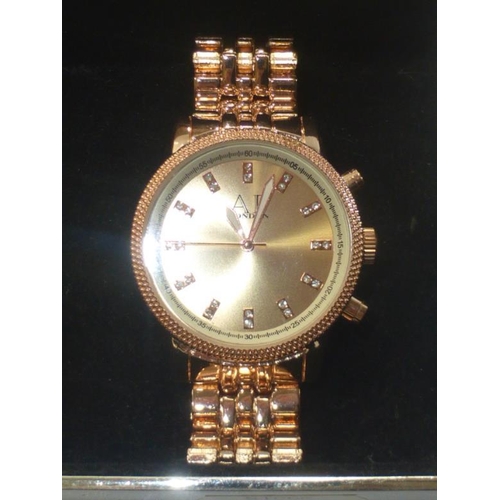 63 - AP London Gold Tone Wrist Watch and Case