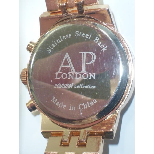 63 - AP London Gold Tone Wrist Watch and Case