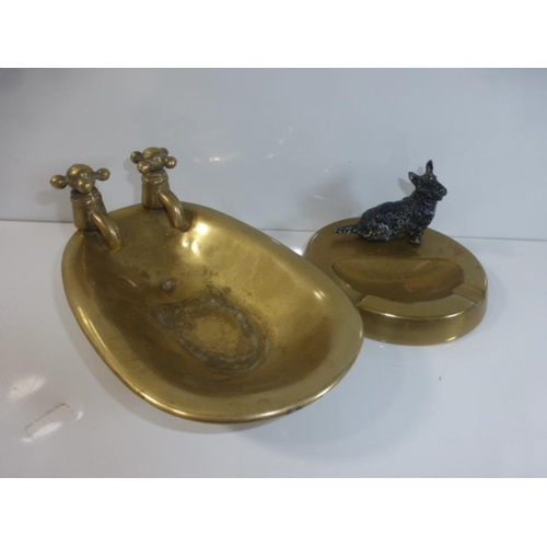 78 - Two Novelty Brass Ashtrays