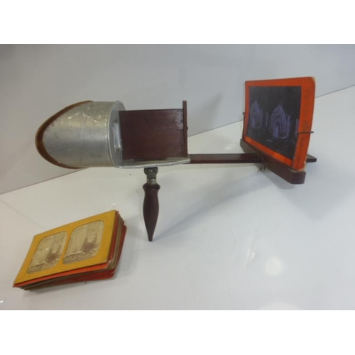 100 - Vintage Stereo scope complete with collection of slides by Underwood & Underwood of New York