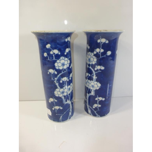 154 - Pair of Qing Dynasty Hawthorn Prunus 19th Century Trumpet Vases