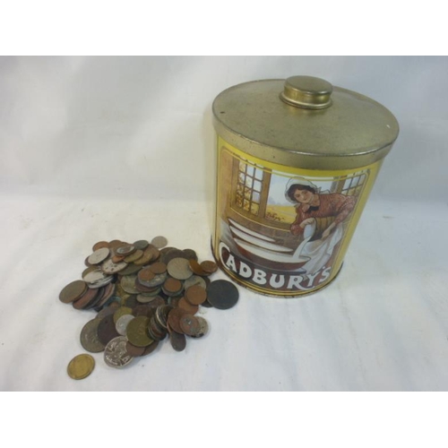 162 - Large Selection of Mixed Coinage in Vintage Cadbury's Tin