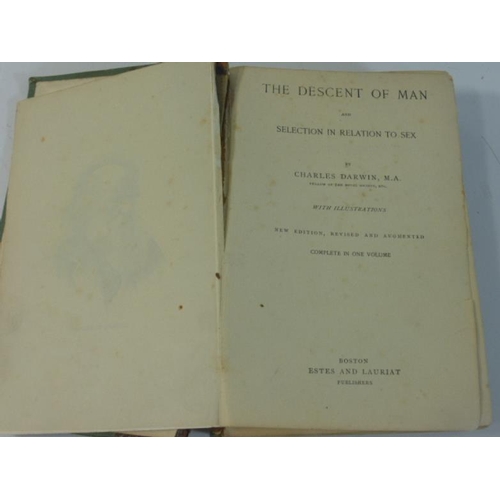 196 - Charles Darwin 2nd Edition 1874 copy of The Decent of Man and Selection in Relation to Sex complete ... 