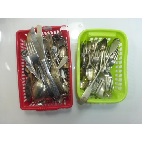 222 - Large Collection of Vintage Silver Plated Cutlery set out in two Trays