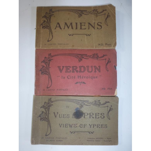 223 - Three WWI French Postcard Booklets including Verdun, Amiens and Ypres