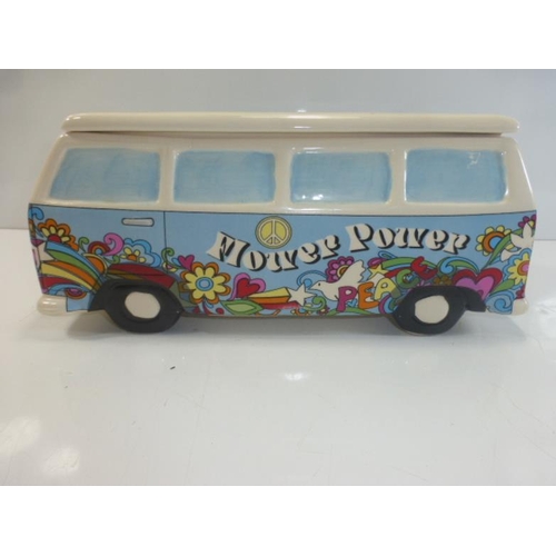 244 - Flower Power Ceramic growing Herb Bus-H3RB3RT