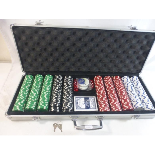 254 - Aluminum Case containing Poker Set