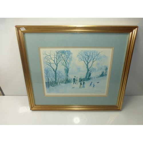 259 - Framed and Glazed Signed Helen Bradley Print entitled Going Home Through the Snow (62cm x 52cm)