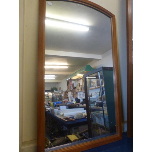 285 - Two Matching Wood Framed Oval Topped Mirrors (147cm x 43cm & 96cm 55cm)