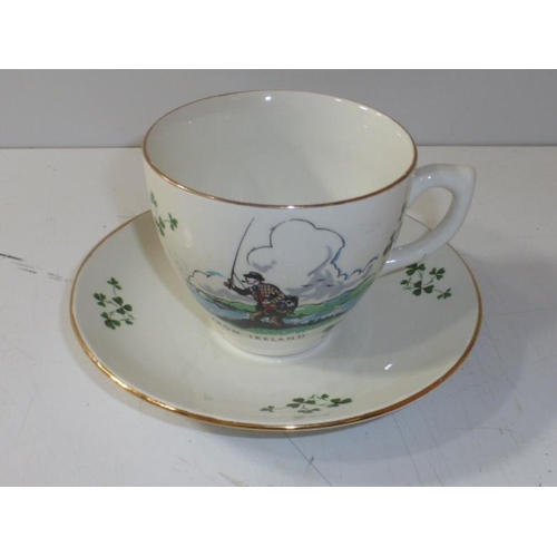 17 - Two Carrigline Pottery Shamrock Design Duos and a Charles and Diana Wedding duo