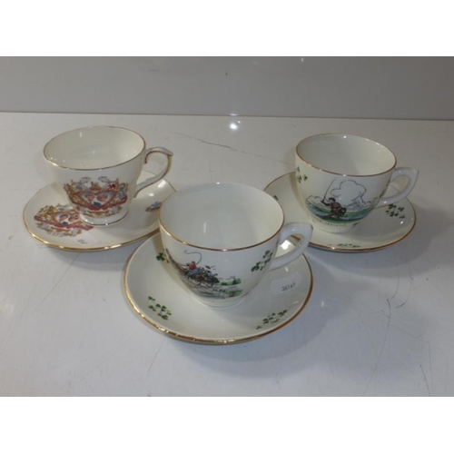 17 - Two Carrigline Pottery Shamrock Design Duos and a Charles and Diana Wedding duo